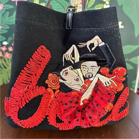CHRISTIAN LOUBOUTIN♥️🖤💃Flamencaba Tote in Embroidered Toile PRISTINE CONDITION - Picture 13 of 15